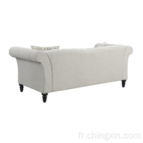 Meubles de salon Custom Hotel Sleeper 3 Place Blanc Tissu touffeté Chesterfield Couches Canapé de luxe